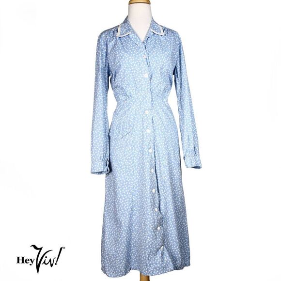 Vintage Cape Cod Classics Dress Cotton Print Long Sleeve Size L B40 W34 -Hey Viv - Picture 1 of 10